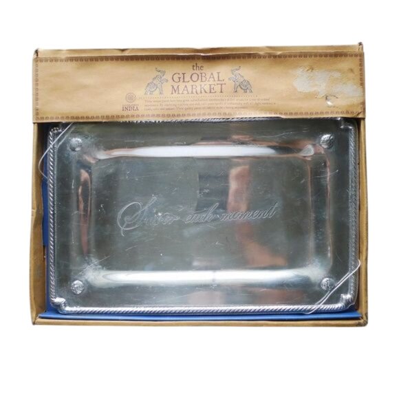 "Savor each moment" Global Market Aluminum Rectangle Tray - Picture 1 of 6